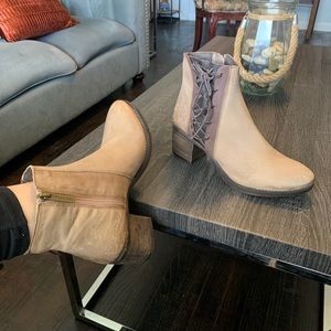 RAG & Co Light Brown Lace Up Zipper Booties 9